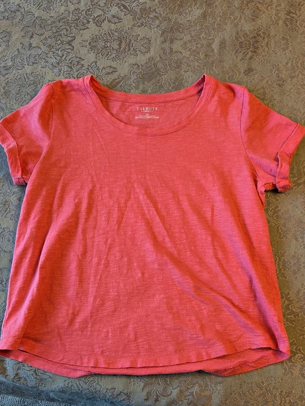 Talbots Short Sleeve Cotton Tee in Pink Size Large Like New